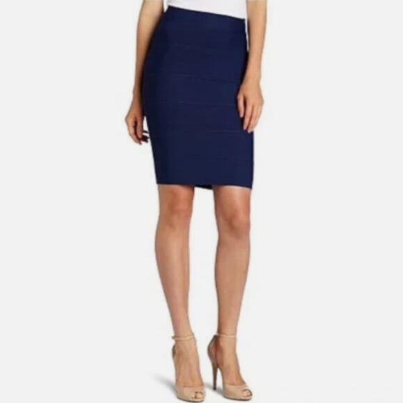 BCBGMaxAzria Dresses & Skirts - BCBGMaxAzria Alexa Bandage Pencil Skirt, Navy Blue, Sz M
